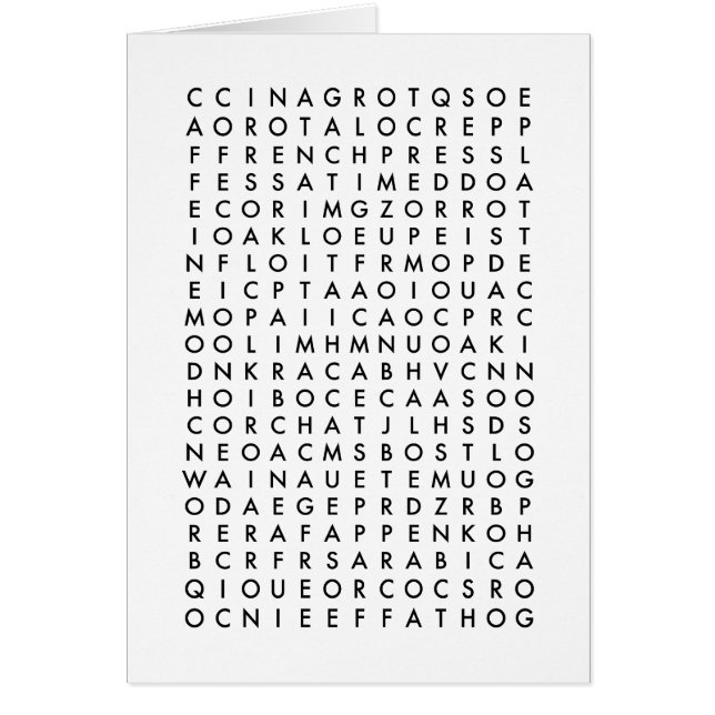 rompecabezas de búsqueda de palabras de café (Frente)