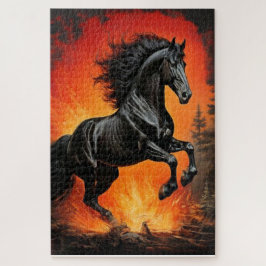 Rompecabezas de caballo negro majestuoso