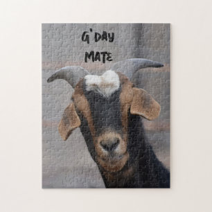 Rompecabezas de cabra sonriente 'G'day mate'