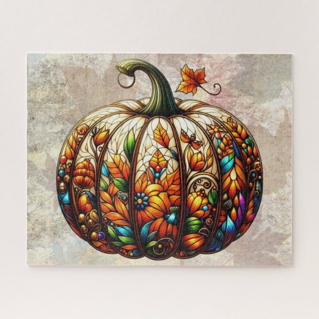 Rompecabezas de calabaza de vidrio manchado (Horizontal)