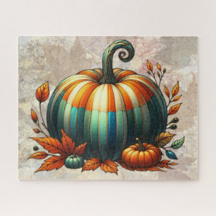 Rompecabezas de calabaza de vidrio manchado