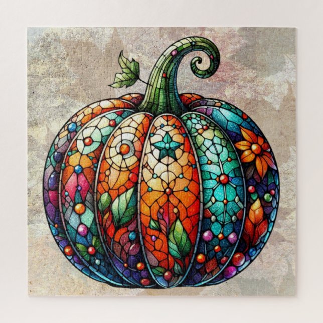 Rompecabezas de calabaza de vidrio manchado (Vertical)
