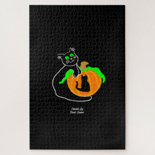 Rompecabezas de calabaza para gato negro (1014 pie