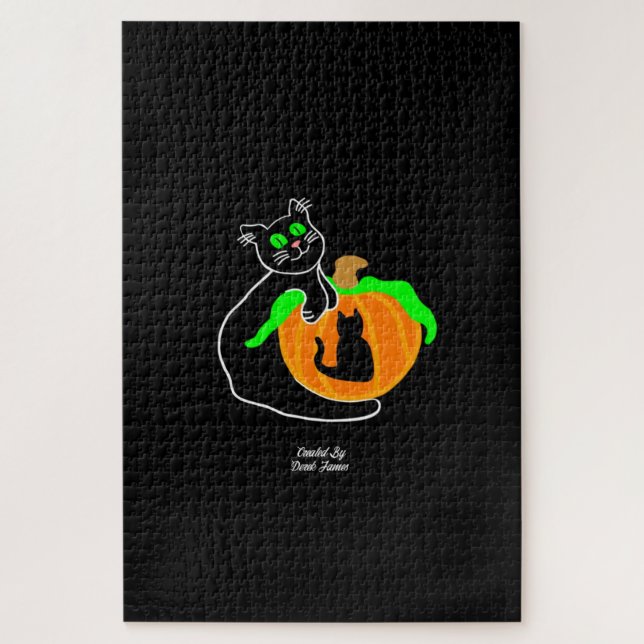 Rompecabezas de calabaza para gato negro (1014 pie (Vertical)
