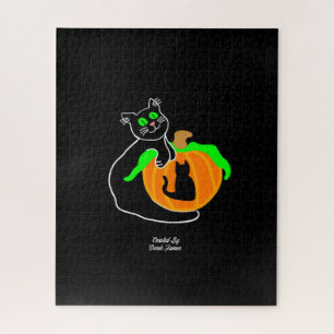 Rompecabezas de calabaza para gato negro (520 piez