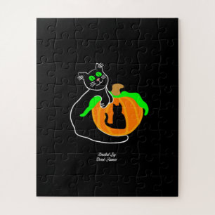 Rompecabezas de calabaza para gato negro (56 pieza