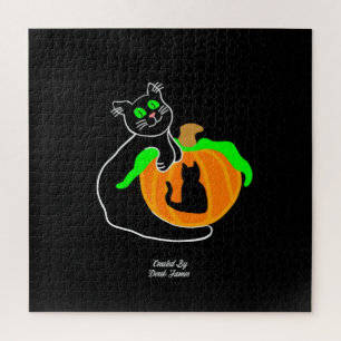 Rompecabezas de calabaza para gato negro (676 piez