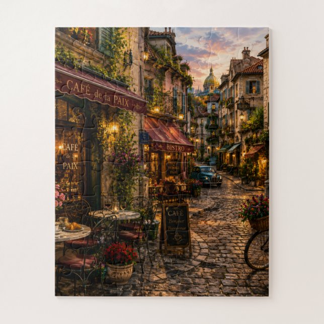 Rompecabezas de calle / café europeo vintage (Vertical)
