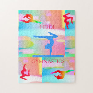 Rompecabezas de camuflaje pastel de gimnasia.