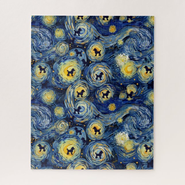 Rompecabezas de Caniche Floral Boho (Vertical)