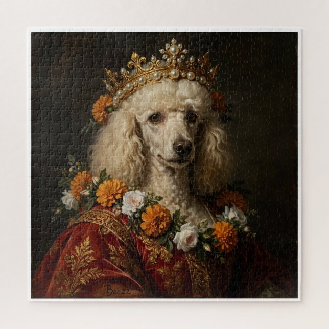 Rompecabezas de Caniche Floral Boho (Vertical)