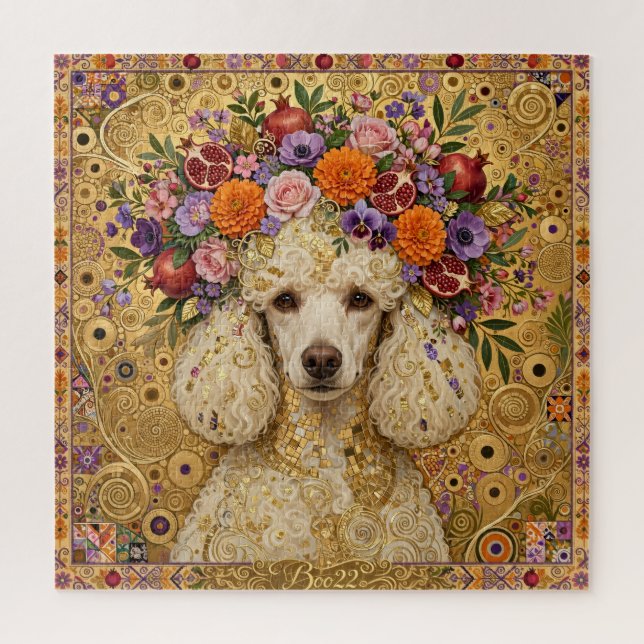 Rompecabezas de Caniche Floral Boho (Vertical)
