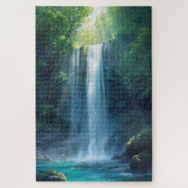 Rompecabezas de cascada del bosque de fantasía