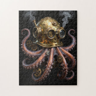 Rompecabezas de casco de buzo con pulpo kraken ste