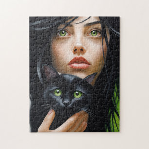 ROMPECABEZAS DE CHICA Y GATO