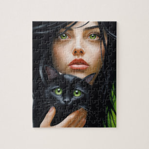 ROMPECABEZAS DE CHICA Y GATO ARTÍSTICO