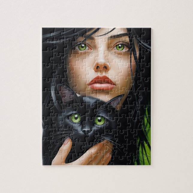 ROMPECABEZAS DE CHICA Y GATO ARTÍSTICO (Vertical)