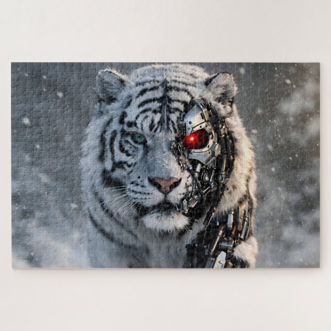 Rompecabezas de ciencia ficción de tigre blanco ci (Horizontal)