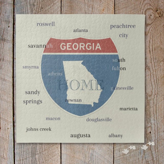 Rompecabezas de ciudades del estado de Georgia – R (Such a fun way for friends and family to get together and enjoy their favorite state. Great gift!)