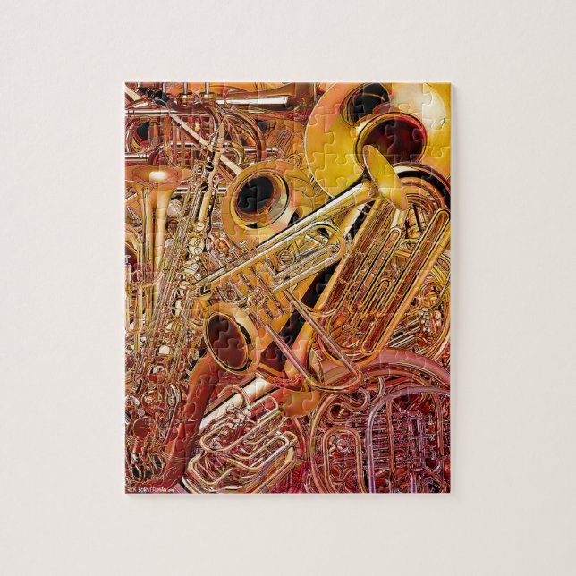 Rompecabezas de cobre amarillo de la pared (Vertical)