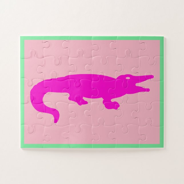 Rompecabezas de Cocodrilo Rosa (Horizontal)