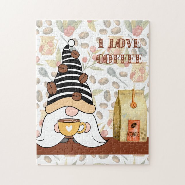 Rompecabezas de Coffee Love Gnome (Vertical)