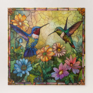 Rompecabezas de Colibríes de Vidrio Pintado