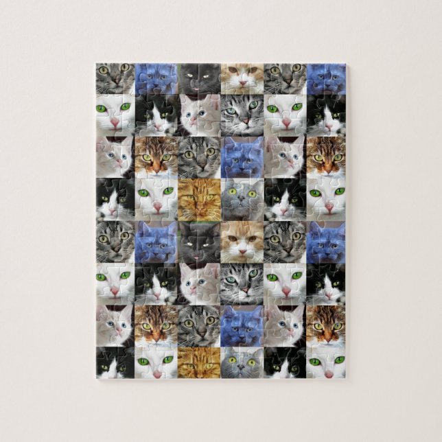 Rompecabezas de Collage de Caras de Gatos (Vertical)
