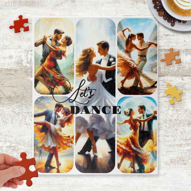 Rompecabezas de collage de fotos de baile personal (Puzzle featuring a photo collage. You can replace all the paintings of dancers with your own photos)