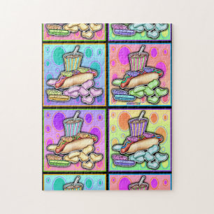 Rompecabezas de comida rápida Hot Dog Pop Art