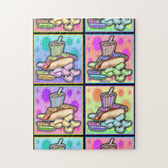 Rompecabezas de comida rápida Hot Dog Pop Art (Vertical)