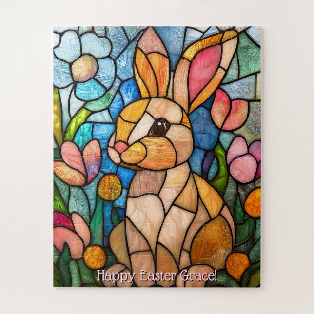 Rompecabezas de conejito de Pascua de vidrio emplo (Vertical)
