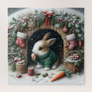 Rompecabezas de conejo de Navidad