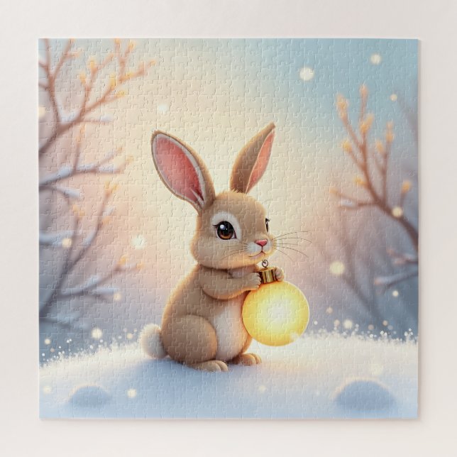 Rompecabezas de conejo de Navidad de invierno (Vertical)