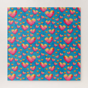 Rompecabezas de Corazones Acuarela Multicolores