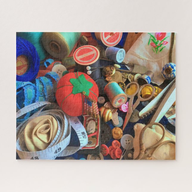 Rompecabezas de coser vintage y rompecabezas de lo (Horizontal)