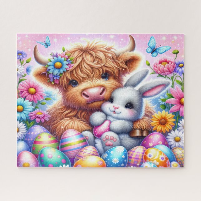 Rompecabezas de Cow Highland de Pascua (Horizontal)