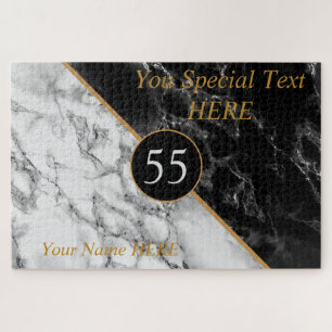 Rompecabezas De Cumpleaños Por Año Texto Mármol Bl