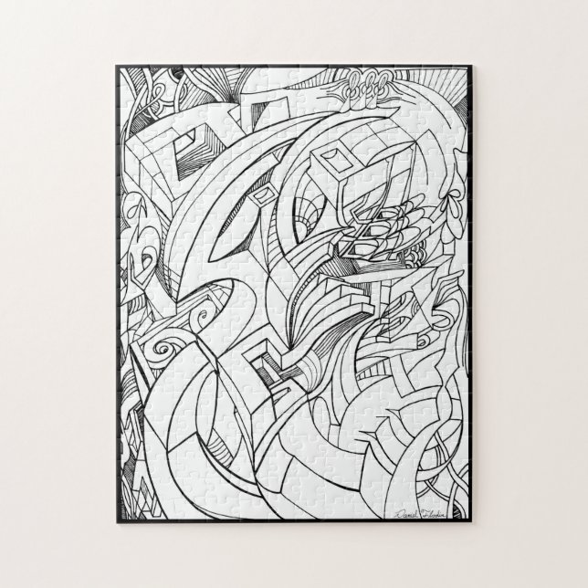 Rompecabezas de dibujo a tinta (Vertical)