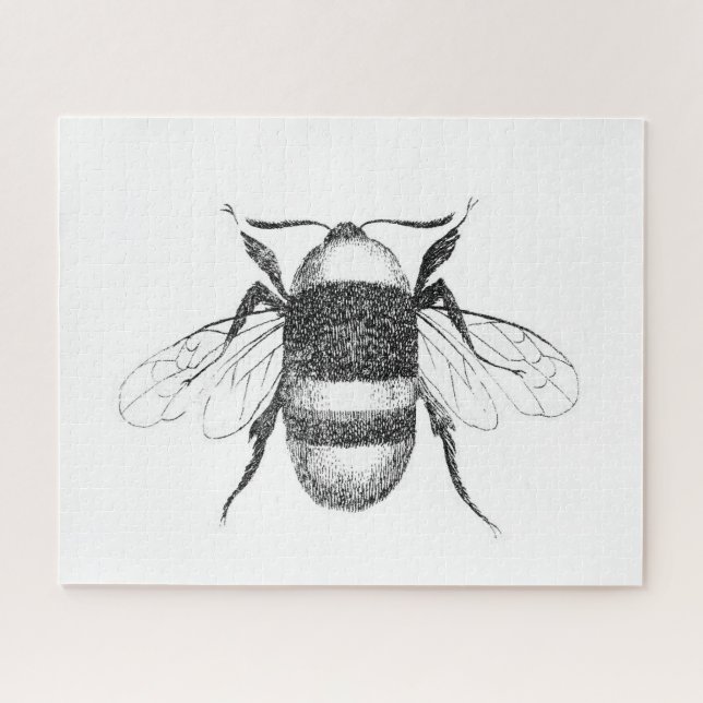 Rompecabezas de dibujo de abejas blancas y negras (Horizontal)