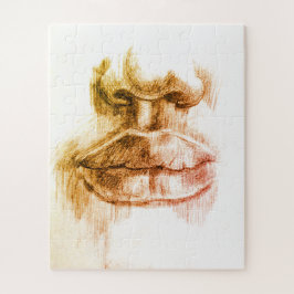 Rompecabezas de dibujo de lápiz de labios y nariz