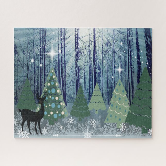 Rompecabezas de diseño de Navidad en el bosque (Horizontal)