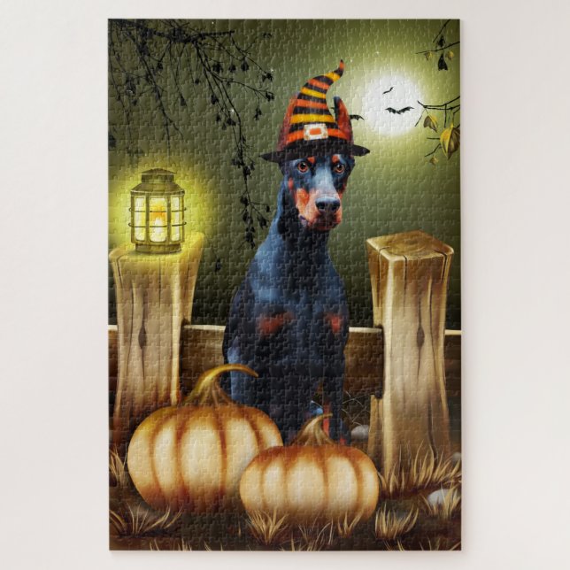 Rompecabezas de Doberman Halloween (Vertical)