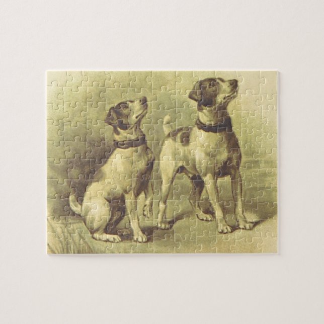 Rompecabezas de dos perros con aspecto vintage (Horizontal)