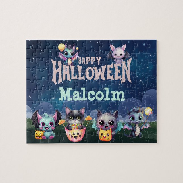 Rompecabezas de dragón de Halloween con nombre per (Horizontal)