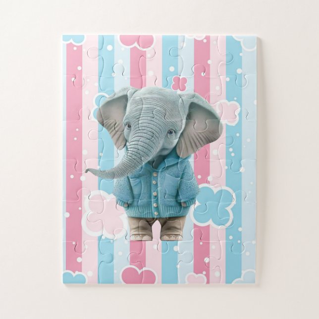 Rompecabezas de elefante de colores pastel lindos  (Vertical)