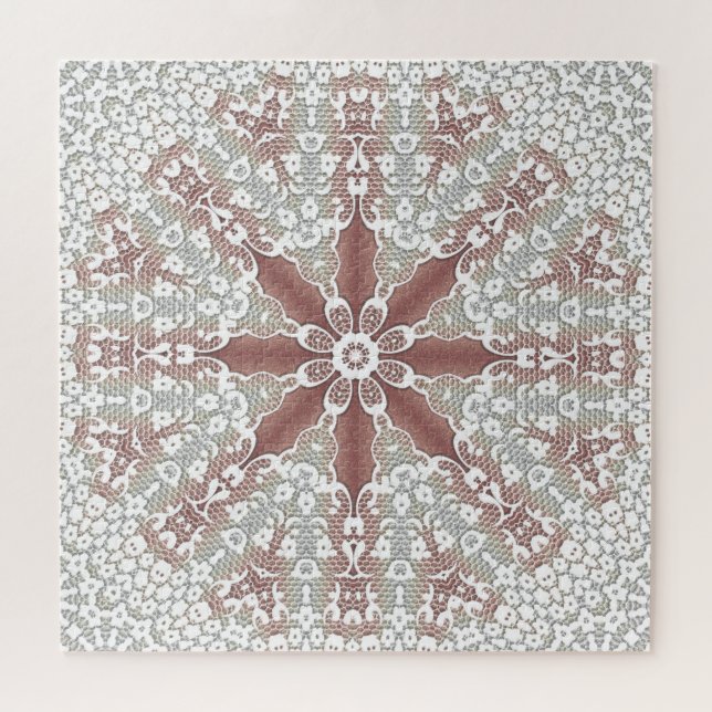 Rompecabezas de encaje floral blanco elegante (Horizontal)