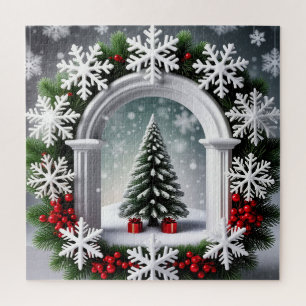 Rompecabezas de Escena de Ventana de Navidad para 