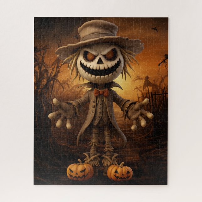 Rompecabezas de espantapájaros de Halloween (Vertical)