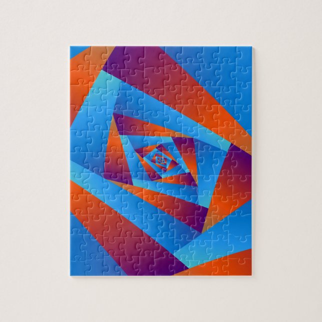 Rompecabezas de espiral azul y naranja (Vertical)